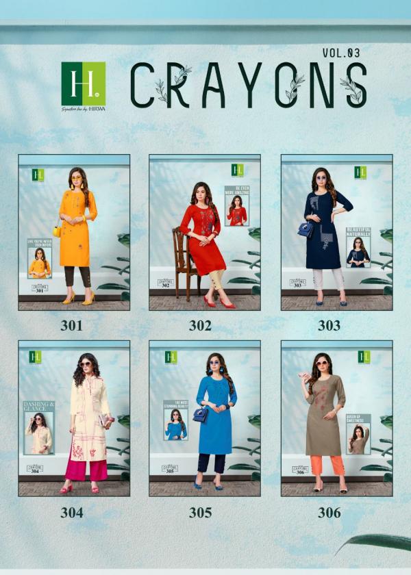 Hirwa Crayons Vol 3 Fancy Designer Kurti Collection